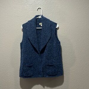 APPLESEED’S Petites Women’s Sweater Vest Blue Cotton Knit Sleeveless Sz MP